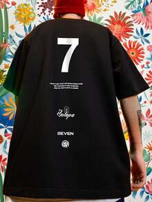 Men'S Classic Short-Sleeve T-Shirt With A  Minimalist Design Featuring A Number Print, Comfortable And Breathable, Perfect For Everyday Wear - 白色 - 查看 7