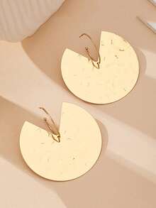 1 Pair INS Style Exaggerated Large Round Metal Drop Earrings, Fashion Versatile High-End Design, Elegant Elegant Women's Ear Jewelry, Light Luxury Vintage Earrings Suitable For Daily Wear, Party, Date, Shopping, Street Photography - Gold - View 2