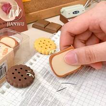 Cartoon Realistic Chocolate Cookie Toast Shaped Eraser Set Creative DIY Diary Notebook Student Stationery - A - View 4