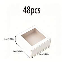 48/36/24/12/2pcs White Small Gift Boxes With Transparent Window, Jewelry, Soap, Candy Boxes, Handmade Crafts Packaging, Flat Bulk Pack, Suitable For Gifts, Crafts, Weddings, Parties, Bridal Showers, Brides, Wedding Decor, Birthday Decor - White - View 11