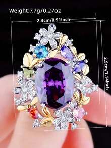 1pc Elegant Cubic Zirconia Ring, Suitable For Women To Wear, Suitable For Wedding, Engagement, Anniversary Party, Valentine's Day Gift - 1# - View 5