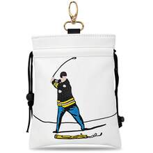 1Pc Big Swing Golfer Embroidery Drawstring Golf Pouch, Fun Cartoon Golf Player Pattern Portable Storage Bag With Hook For Golf Accessories - Multicolor - View 1