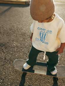 Infant Boy Apricot Round Neck Short Sleeve T-Shirt, Premium Soft Pure Cotton Breathable Summer Daily Play Basic T-Shirt - Apricot - View 1