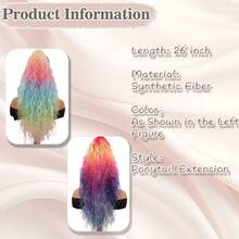 Claw Clip Colorful Ponytail Extension For Women 26 Inch Curly Pony Tail Clip In Hair Extensions Fluffy Natural Looking Synthetic Hairpiece For Daily Use - 彩色 - 查看 5