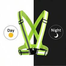 3pcs High Visibility Reflective Vest Set, Adjustable Elastic Running & Cycling Safety Vests, Low Light Outdoor Hiking Gear - Green - View 3