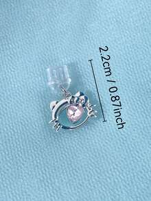 SANRIO Hello Kitty Heart-Shaped Rhinestone Phone Dust Plug Pendant, Decorative Charging Port Plug, Cute Mini Phone Accessory Charm - Multicolor - View 5