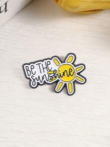 Be The Sunshine Enamel Pin Positive Quote Yellow Sun Lapel Brooch Inspirational Backpack Decor Gift - Yellow - View 8