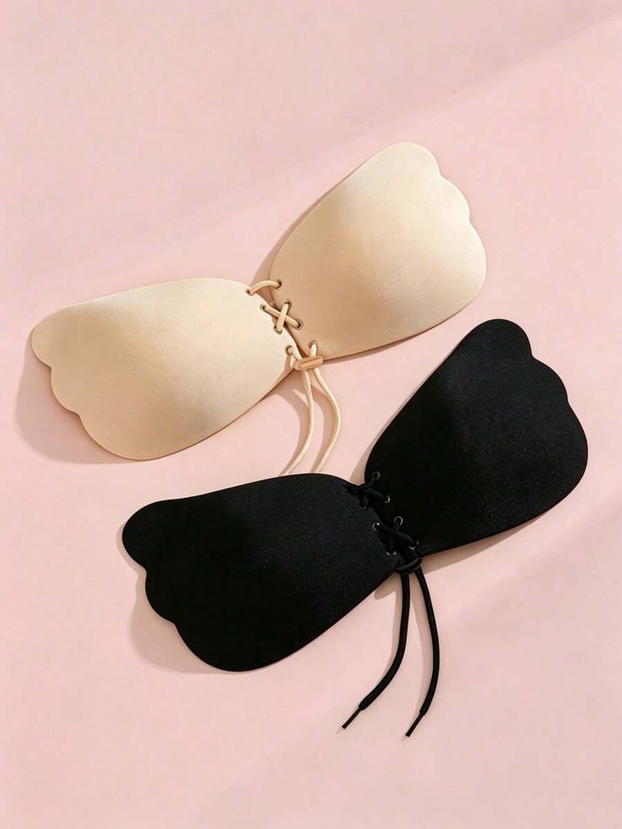2pcs/10pcs Summer Backless Self-Adhesive Bras, Drawstring Bra Pasties, For Women, Lift, Invisible, Strapless, Breathable, Anti-Sagging, Suitable For Wedding Dress - Multicolor - View 1