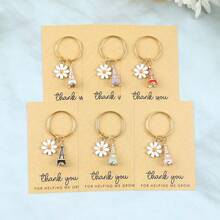 6pcs/12pcs Exquisite Eiffel Tower Keychains With Thank You Cards --- Perfect For Architecture Enthusiasts, Teachers And Best Friends -- Compact And Meaningful; Perfect Gift For Back To School, Birthday, Wedding And Any Occasion - Multicolor - View 4