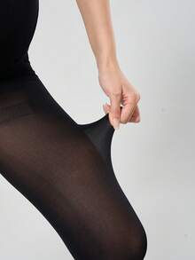 1pc Maternity High Waist Belly Support Heart Pattern Tights, Women's Black High Elasticity Pregnancy Stockings, Comfortable Soft Spring/Autumn Daily Wear - Multicolor - View 5