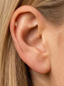 1 pièce Boucle d'oreille à tige en argent sterling 925 plaqué or, mini style vintage à pointe de balle, avec dos à vis sécurisé, bijou simple pour piercing de cartilage, pour oreilles sensibles, cadeau - Doré - Voir 3
