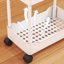 1PC/Small Cart Gap Storage Rack, Multi-Layer Storage, Partitioned Storage, Gap Storage, Movable, Flexible Push And Pull, Easy Assembly, Sturdy Load-Bearing, Waterproof And Moisture-Proof, Easy To Clean, Space-Saving, Open Access, Suitable For Kitchen, Bathroom, Living Room, Bedroom, Movable Floor Cart Multi-Layer Bathroom Narrow Storage Rack - Multicolor - View 2
