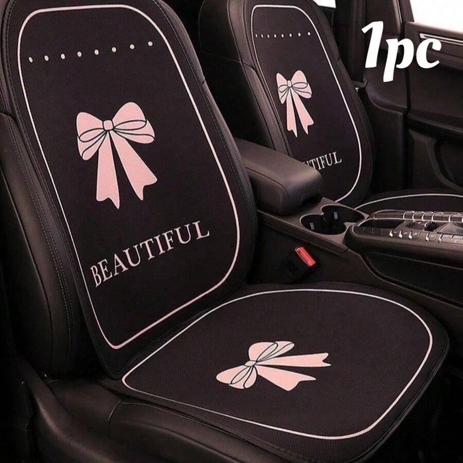1pc Women's Car Seat Cushion, Cute Bow Knot Design, Skin-Friendly Breathable, All-Season Universal - A - View 1