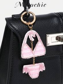 Novachic 1PC Fun Handmade Beaded Flower Decor Rhinestone Beaded Bag Charm Suitable For Summer Vacation Beach Seaside (Charm Only, No Bag) - Pink - View 2