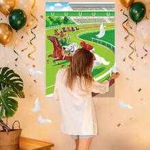 Pin The Stem On The Strawberry Party Game Set With Poster, 24 Stem Stickers, 2 Blindfolds & Dot Stickers, Sweet Berry Birthday Party Supplies - Racehorse - View 7