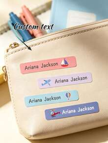Customized Name Stickers, Customizable Text Waterproof Self-Adhesive Stickers, Water Bottle & Luggage Decoration Labels, Personalized Custom Name Label Stickers, Colorful Minimalist Waterproof Self-Adhesive, Luggage Decoration Stickers, Customized Exclusive Text Stickers, Customizable Name, Waterproof & Wear-Resistant Self-Adhesive, Multi-Purpose Decoration Label Stickers. - Multicolor - View 10
