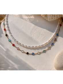 Women's Pearl Necklace, Detachable Wear, Random Bead Color - Multicolor - View 2