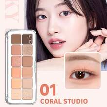 CLIO Pro Air 眼影盤 #01 Coral Studio 1 1盤 7.2g，暖珊瑚色霧面亮片閃粉全能眼影盤，輕盈不易掉粉持久，適合暖色調膚色日常約會妝容 - 01 珊瑚工作室 - 查看 6