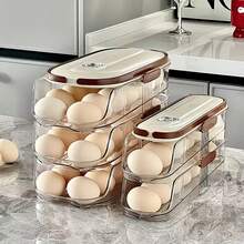 1-Piece Set With Two Rows And Three Layers Of Automatic Rolling And Replenishing Eggs, Egg Storage Box, Kitchen Refrigerator Timer, Dedicated Egg Rack Tray, Anti-Collision Design To Prevent Egg Damage And Waste - Multicolor - View 1