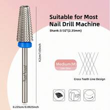 NotNoot 3/32" Carbide Nail Drill Bit - 5 In 1 Cuticle Drill Bits For Nails, Gel Remover Drills Bit, Professional Nails File Bits For Old Skin And Nails, Manicure Pedicure Gel Polishing, Right Hand Use - Silver - View 7