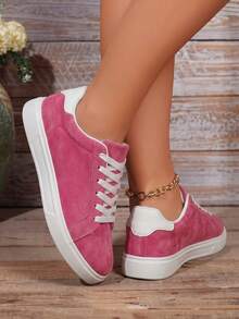 Women's Lightweight Minimalist Low-Top Skate Shoes, Lace-Up Breathable Non-Slip Durable Sports Sneakers, 2026 Autumn New Arrival - Pink - View 5