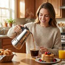 2-Cup/4-Cup/6-Cup/9-Cup Stainless Steel Electric Stove-Type Espresso Machine – Make Rich, Aromatic Coffee At Home - Silver - View 3