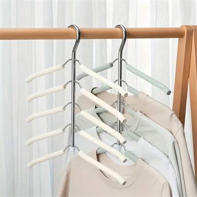 Perchero de metal de 5 niveles con múltiples ángulos y barra de hombro antideslizante de espuma suave, organizador de almacenamiento de prendas vertical que ahorra espacio para camisas, camisetas sin mangas, blusas de mujer, organización del armario