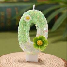 Green Daisy Floral Number Birthday Candle 1PC, Ins Fresh Style Smokeless Cake Topper Decor, For Baby 1st Birthday, Full Moon Party, Boy Girl Milestone, Wedding, Anniversary, Valentine's Day Dessert Table Supplies - View 14
