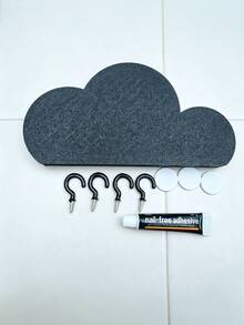 1pc Cloud HOME Wall Mounted Key Holder Entryway Storage Rack Decor With Hooks For Keys, No Drilling Required, Home Living Room Decoration - Multicolor - View 9