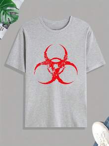 Biohazard Symbol Print T Shirt, Tees For Men, Casual Short Sleeve Tshirt For Summer Spring Fall, Tops As Gifts - Weiss - Übersicht 7