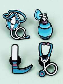 Medical Tools Enamel Pin Set - Healthcare Alphabet Brooch Collection For Doctors & Nurses - Multicolor - View 2