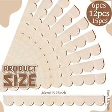 6pcs Wavy Wooden Decorative Strips, Wooden Wavy Edge Decorative Strips, Fan-Shaped Wavy Edge Wooden Decorative Strips, Suitable For Decorating Door/Window Frames, Cabinet DIY, Furniture Edges, Adding Elegant Atmosphere To Home - B - View 2