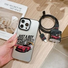 6件組彩色銀黑卡通摩托車圖案手機殼 + 充電頭保護套 + 充電線保護套 + 收納繩 + 數據線保護繩 TPU 防摔保護殼，適用於 Apple 6 7 8 XXs XR XS Max 11 12 13 14 15 16 Pro Max，適合作為情侶、女性、女兒、男朋友、女朋友、青少年女孩的生日與聖誕禮物 - 彩色 - 查看 3