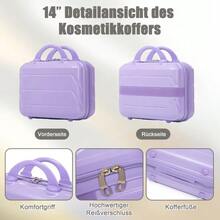 مجموعة حقائب سفر دوارة من 4 قطع من مادة ABS بمقاسات 14"/19"/24"/28" – أحجام كبيرة ومتوسطة مع مقابض جانبية وخطافات تعليق وأقدام واقية – قفل مدمج برقم سري وحقيبة مستحضرات تجميل بمقاس 14" - الأرجواني - مشاهدة 7