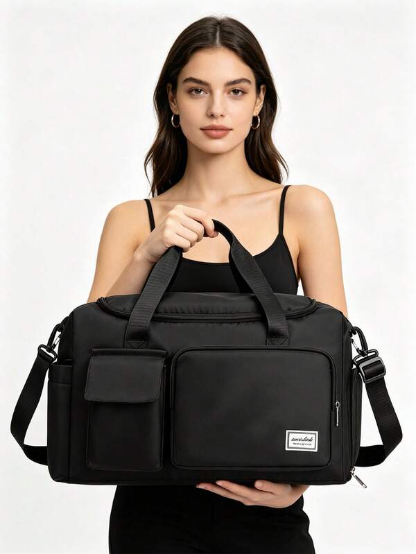 Bolsa de Mão Dobrável de Nylon Durável com Compartimento Separado para Sapatos, Bolsa de Armazenamento de Roupas Esportivas, Yoga e Fitness, Bolsa de Viagem, Mochila de Volta às Aulas, Essenciais de Viagem, Bolsa Organizadora de Viagem de Verão na Praia, Bolsa de Suprimentos de Volta às Aulas, Acessórios Escolares, Suprimentos de Aprendizagem