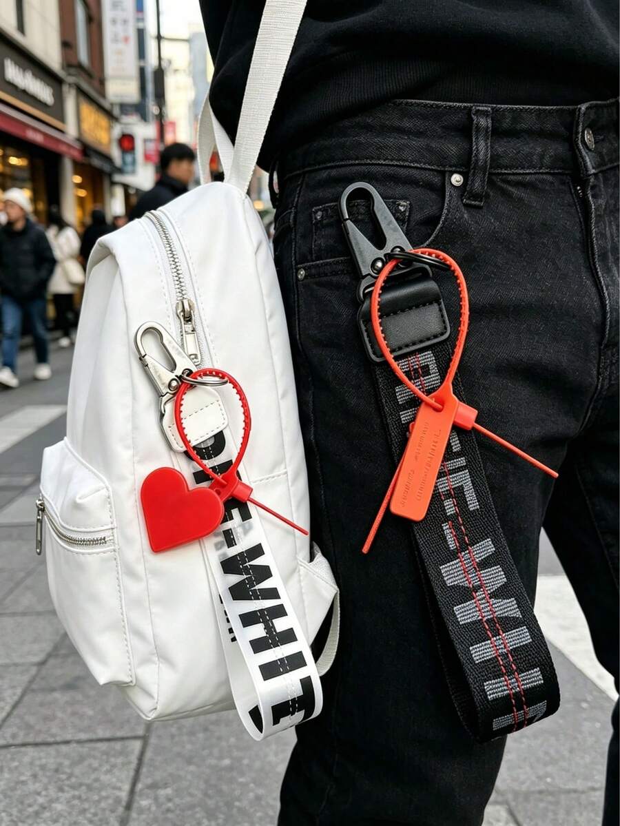 Llavero, llaveros de moda, cordón compatible con muñequera para llavero de mujer y hombre - Nailon - Negro - Ver 1