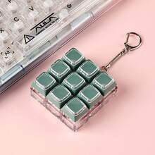 5.7cm Mini 3x3 機械鍵盤開關測試器 紓壓玩具，水晶透明底座鍵帽 喀噠聲鑰匙圈，ASMR 觸感壓力緩解 口袋禮物，紫色 綠色 藍色 柔和色調 - 彩色 - 查看 12