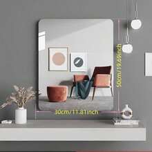 1pc Modern Acrylic Bathroom Mirror - Self-Adhesive Closet Mirror - Makeup Vanity Mirror - Room Decor Mirror, Children's Bedroom Decoration - Silver - View 13