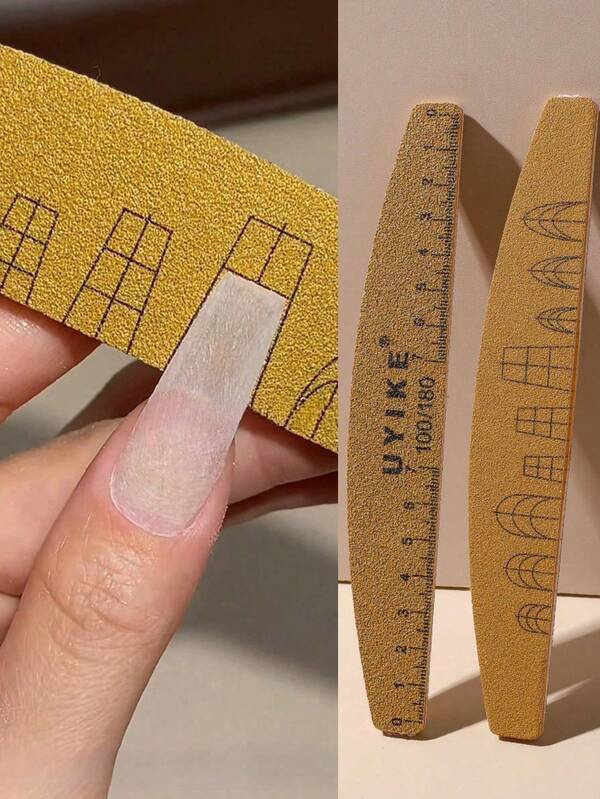 5pcs Professional Double-Sided Nail File And Buffer Set (100/180 & 180/240 Grit) – Suitable For Acrylic, Gel And Natural Nails; Washable; Includes Ruler And Nail Shape Templates; French Manicure And DIY Nail Art Tools And Accessories