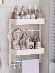 Multifunctional Kitchen Storage Rack, Multi-Layer Plastic Wrap & Spice Bottle Holder, No-Drill Side Wall Hanging Rack, Side Storage Shelf, Kitchen & Bathroom Organizer - Multicolor - View 3