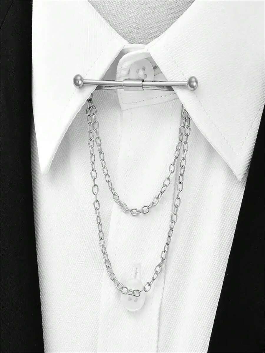 1PC Men's Collar Pin For Shirt Stand Collar, Shirt Collar Clip, Tassel Tie Stick, Collar Pin - Multicolor - View 1