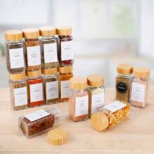 Empty Spice Jars With Label Pack (12x Bamboo Lid Glass Jar). Small 6oz Spice Storage Bottles. - 12PCS - View 7