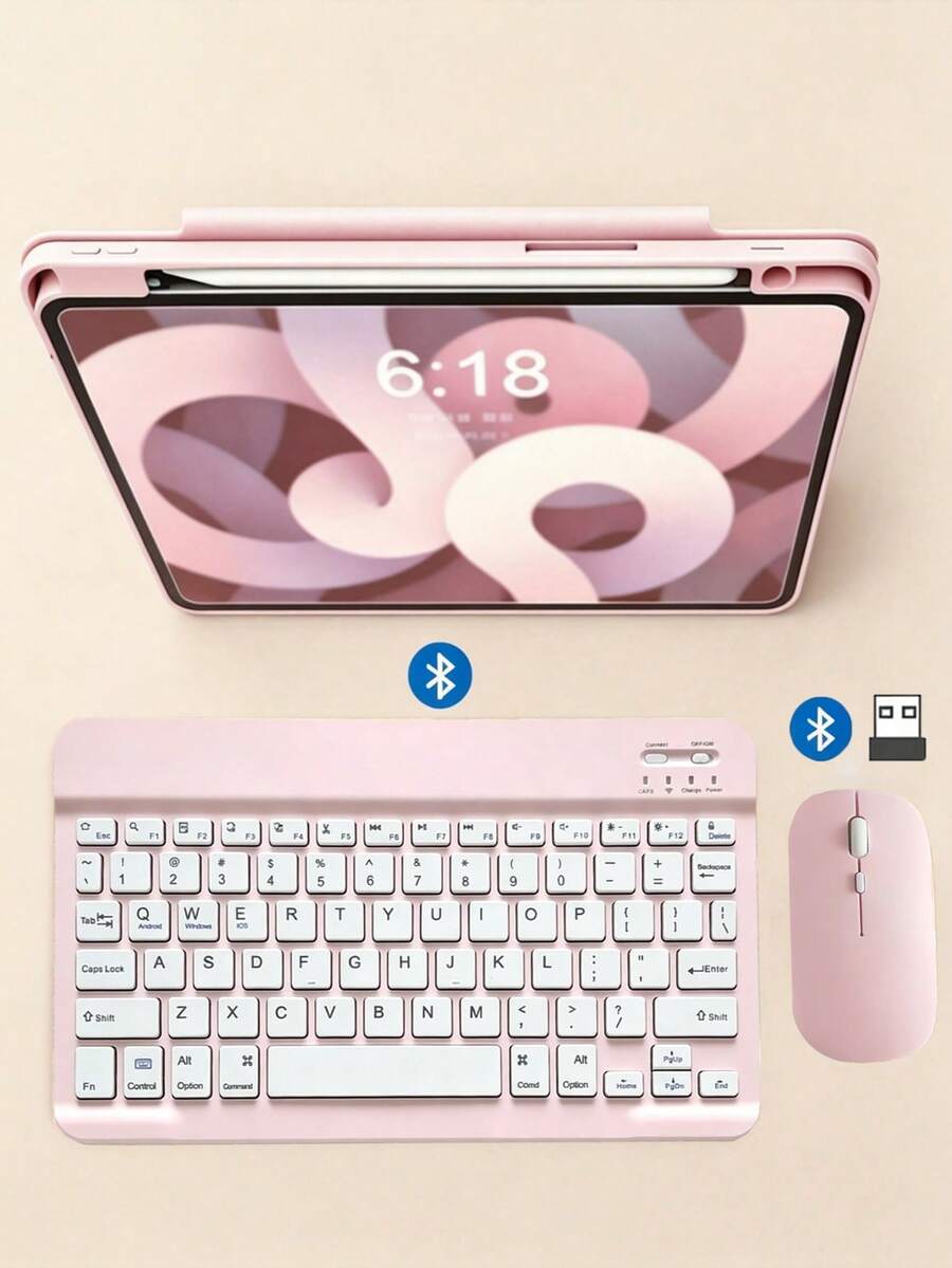 10吋無線鍵盤,超薄充電式藍牙鍵盤與滑鼠套組,相容 Android、Windows、Pro、Air、Mini,支援 iPadOS iOS 13 及更多 - 查看 1