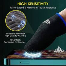 Gaming Finger Sleeves For All Mobile Games, Anti-Sweat Anti-Slip, Lightweight Breathable, Superconductive Fiber Material, With Crown Logo - Multicolor - View 8