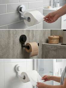 KOEMO 1pc Strong Suction Cup Toilet Paper Holder, Space-Saving Toilet Paper Roll Storage Rack, Reusable Suction Cup Design, Suitable For Bathroom/Shower Room, Ultra Non-Slip Design, Rust-Proof Plastic Material, Fits All Roll Sizes - View 8