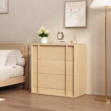 Modern Vertical Handle Bedside Table – 3/4/5 Drawers Wooden Bedside Cabinet – Space-Saving Storage for Bedroom, Living Room, Entryway – Natural Oak - Naturfarben, 3 Schubladen - Übersicht 5
