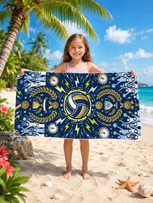 1 pieza Toalla de playa con tema de voleibol para niños, manta de playa extra grande de microfibra súper suave, toalla de baño súper absorbente, adecuada para viajes, piscina, buceo, surf, yoga, camping, disponible en varios tamaños, accesorios de playa para playa, piscina, viajes, camping, yoga - Multicolor - Ver 11