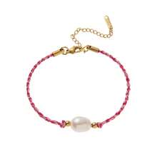 1pc Summer Woven Bracelet, Minimalist Bohemian Style, 18K Gold PVD Plated Stainless Steel Material, Waterproof And Fade-Resistant, Suitable For Wife And Mother To Wear, Easily Match With Girls' Daily Outfits, Beach Vacation, Party, Music Festival And Travel Occasions, Charming Women's Jewelry Woven Rope Bracelet, Small Accessory - Multicolor - View 9
