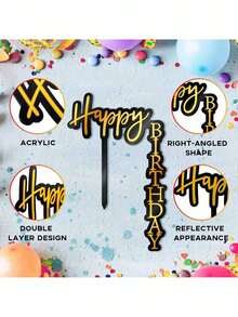 21pcs Bohemian Style Cake Decorations, Blue & Silver Foam Ball Cake Toppers, Disco Ball, Happy Birthday Cake Toppers, Suitable For Birthday Cake Decoration, Men's Birthday Cake Decoration - Multicolor - View 5