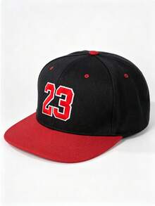 1pc Men's Embroidered 23 Flat Brim Baseball Cap, Outdoor Sports Trucker Hat, Adjustable Sun Protection Casual Mesh Cap, Suitable For Spring/Autumn Travel, Beach, Party - Multicolor - View 5